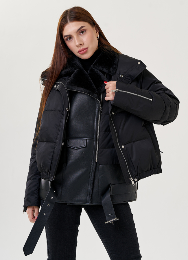 Дубленка из искусственного меха 2 в 1 модель № 79317 универмаг малина