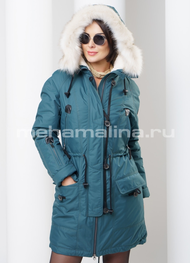 Куртка текстиль модель № П-59 меха малина