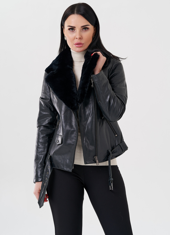 Куртка из натуральной кожи с мехом модель № 80205 универмаг малина