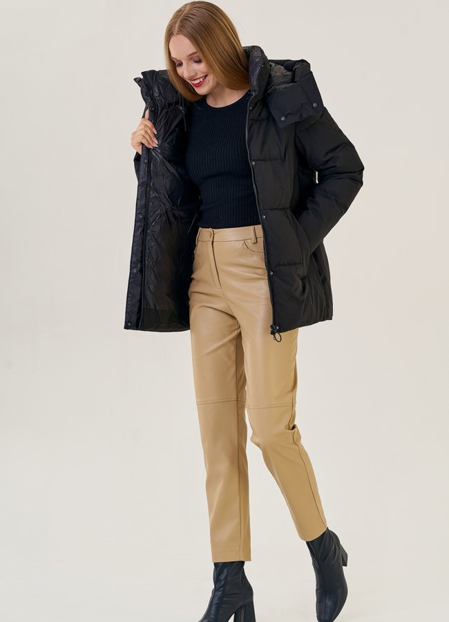 Куртка женская черного цвета с капюшоном модель № 23169 универмаг малина