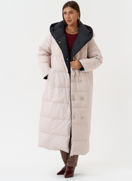 Женский двухсторонний пуховик с капюшоном