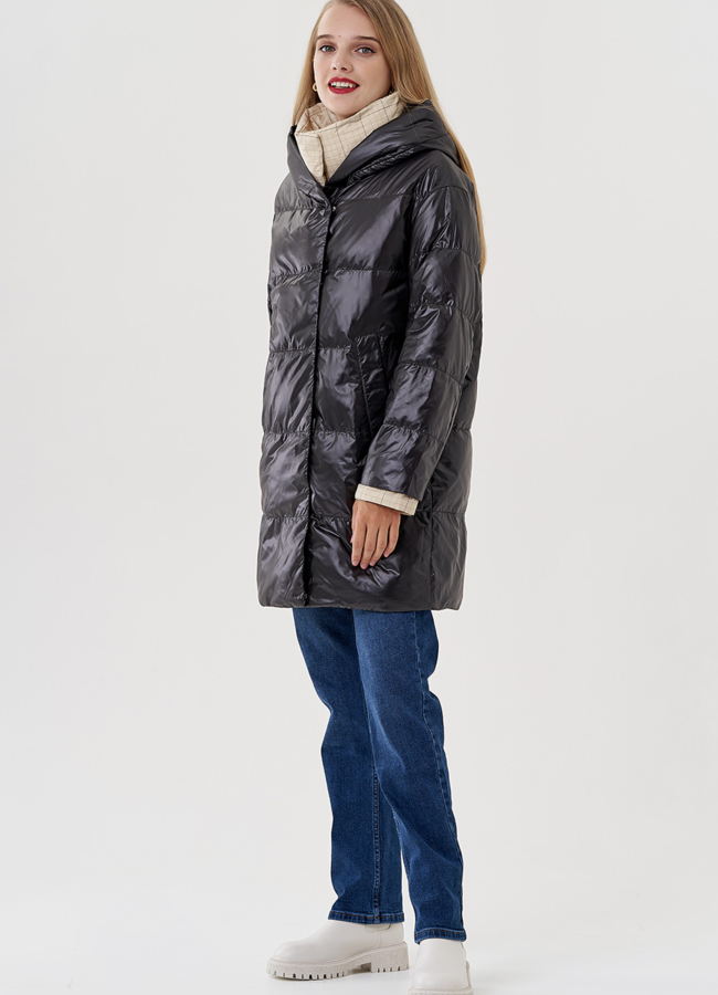 Женское полупальто с капюшоном  модель № 81214 в кредит