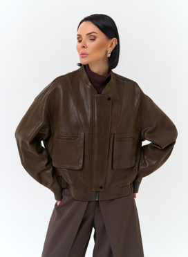 Женская куртка бомбер из натуральной кожи