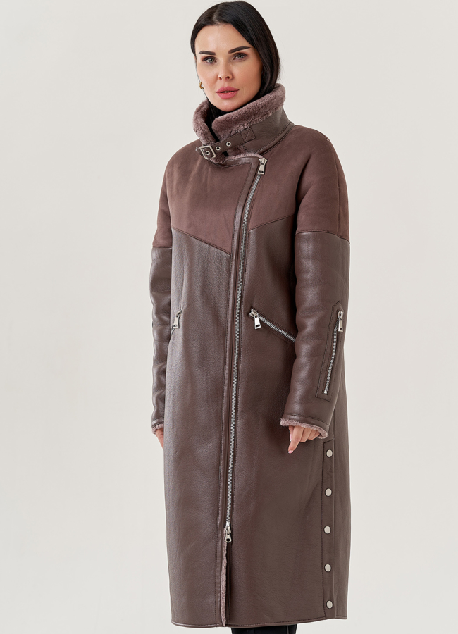 Женская дубленка из искусственной кожи  модель № 79496 в рассрочку