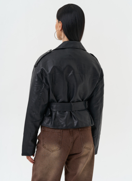 Куртка косуха из эко кожи черного цвета