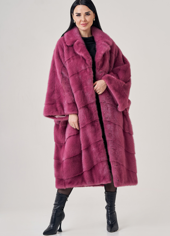 Шуба из норки с английским воротником  модель № 23818 универмаг малина