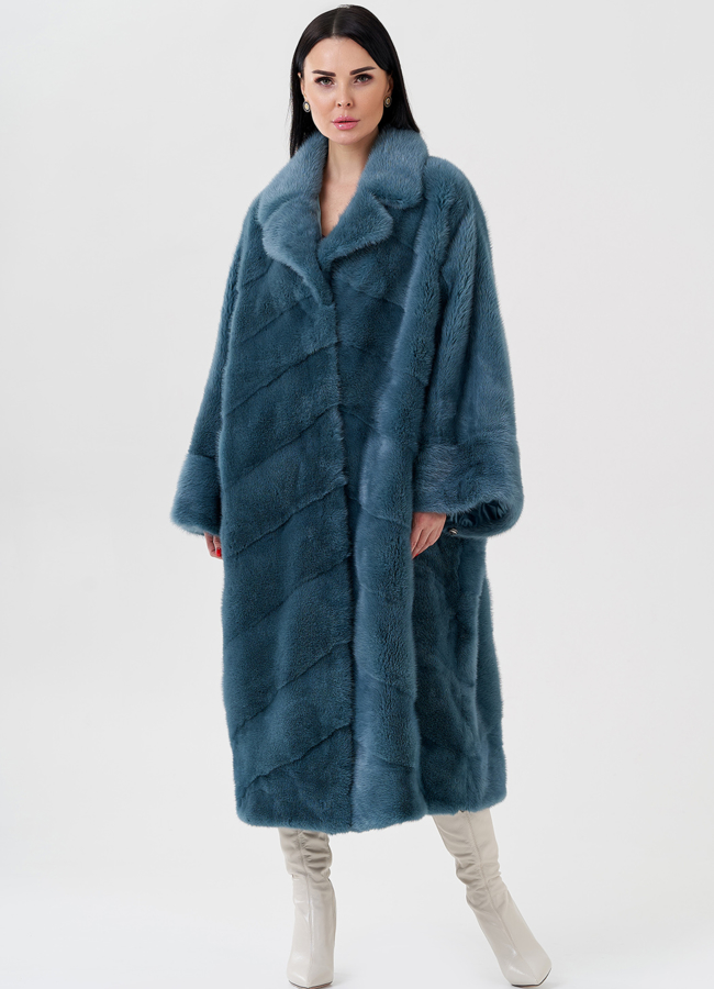 Шуба из норки с английским воротником  модель № 23974 универмаг малина