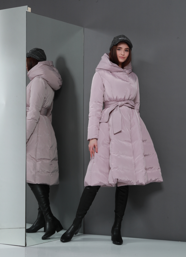 Пуховик-платье ODRI модель № П-248 меха малина