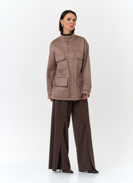 Женская куртка парка из эко замши 