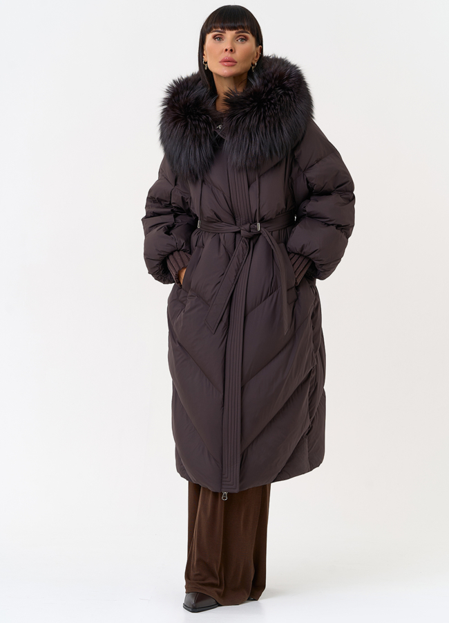 Женский пуховик с капюшоном из меха чернобурки модель № 31538 в рассрочку Женский пуховик с капюшоном из меха чернобурки модель № 31538 в рассрочку