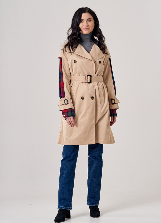 фото Тренч женский бежевого цвета модель № 20704