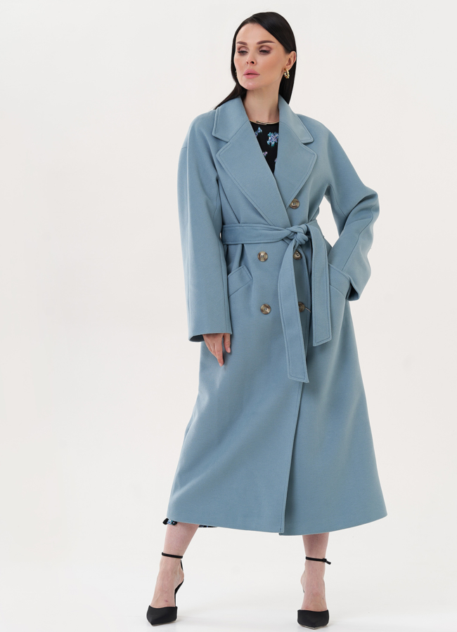 фото Длинное пальто с английским воротником модель № 26424
