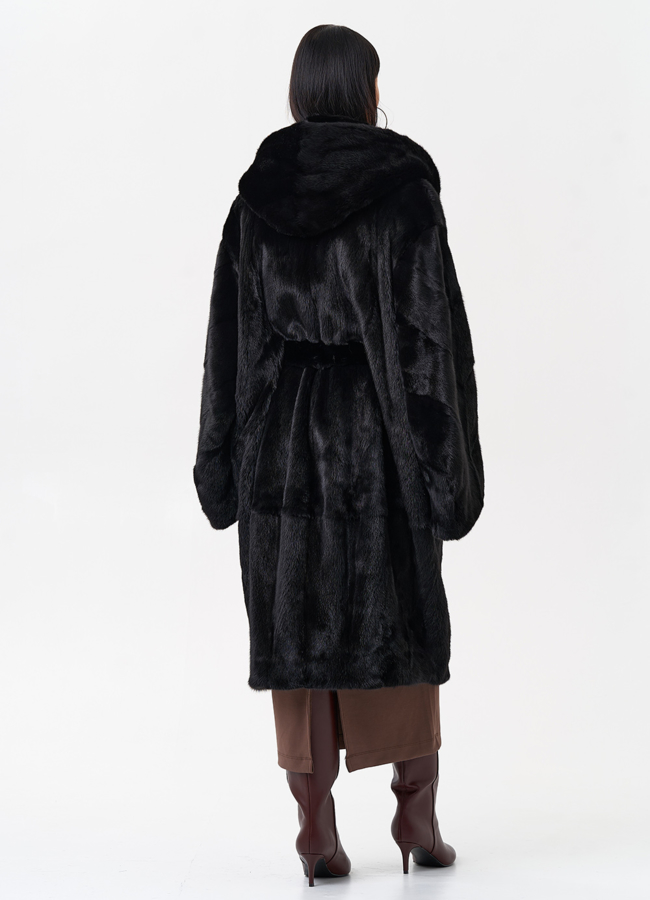 Норковая шуба с капюшоном  модель № 29391 в кредит