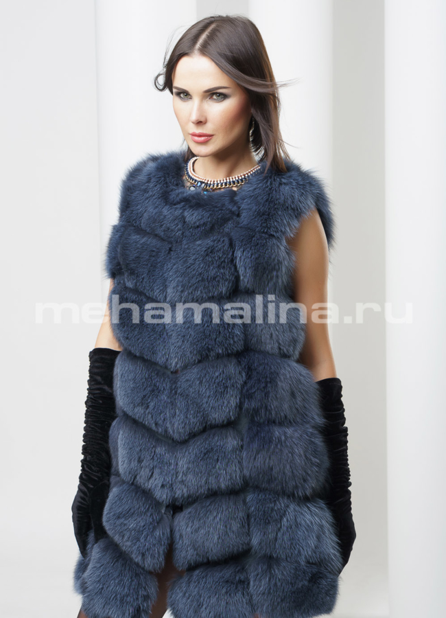 Жилет из песца модель № M-106 меха малина