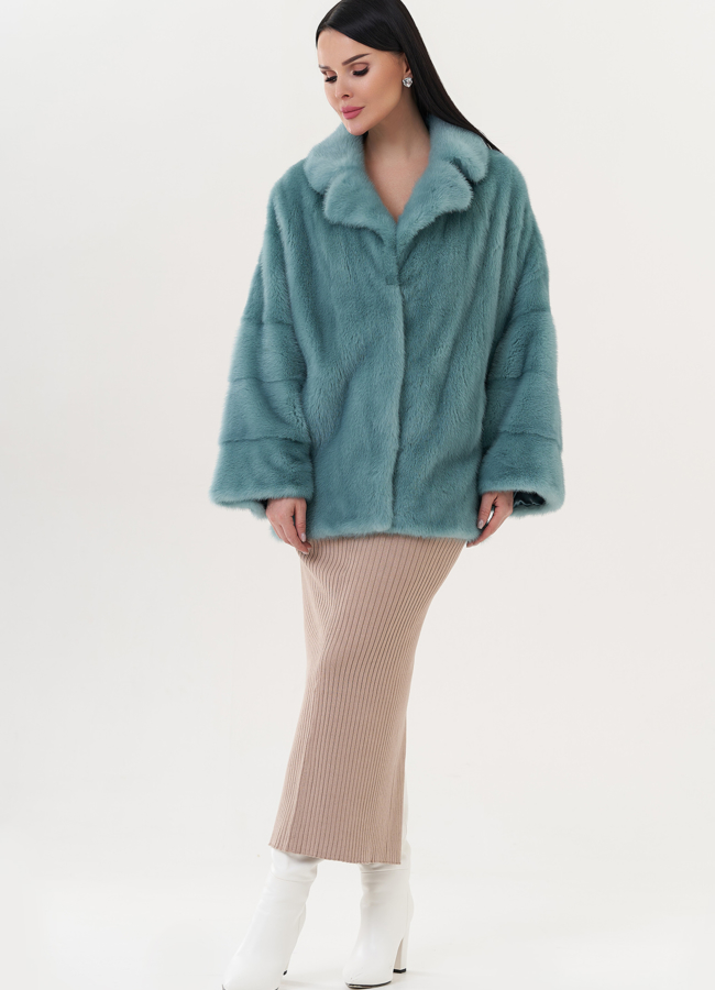 Укороченная норковая шуба модель № 1111 в рассрочку