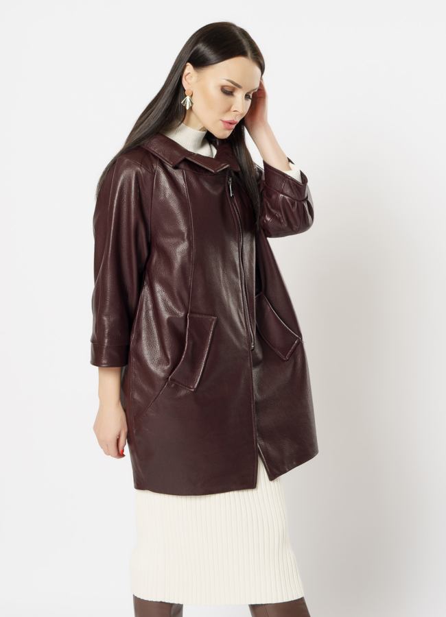 Кожаное пальто модель № 10865 универмаг малина