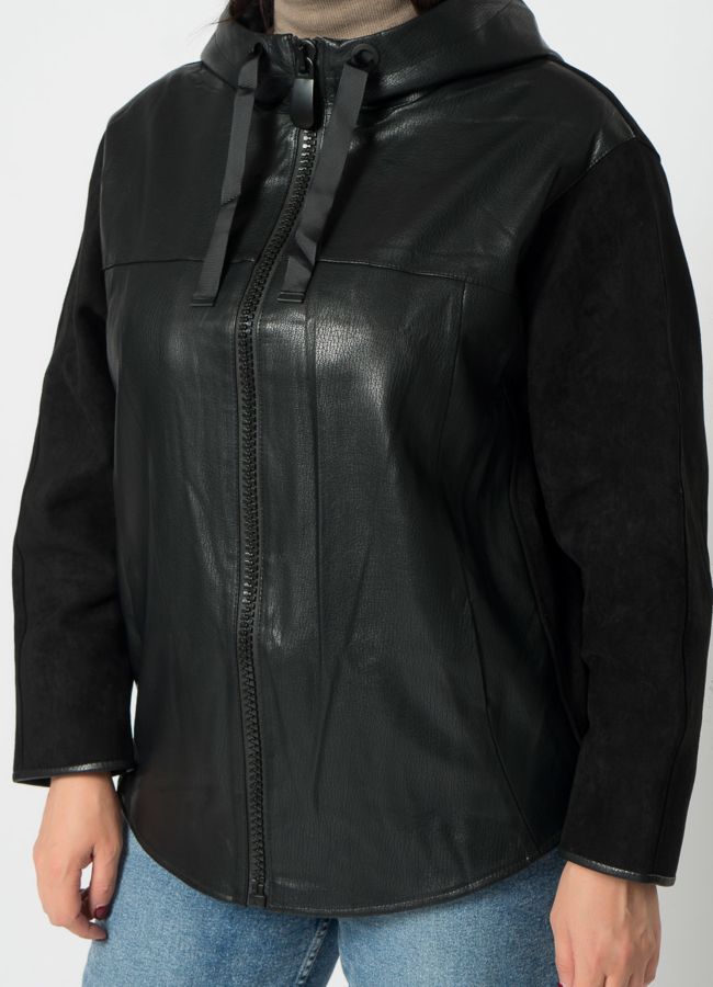 Куртка из эко кожи в черном цвете модель № 20677 универмаг малина