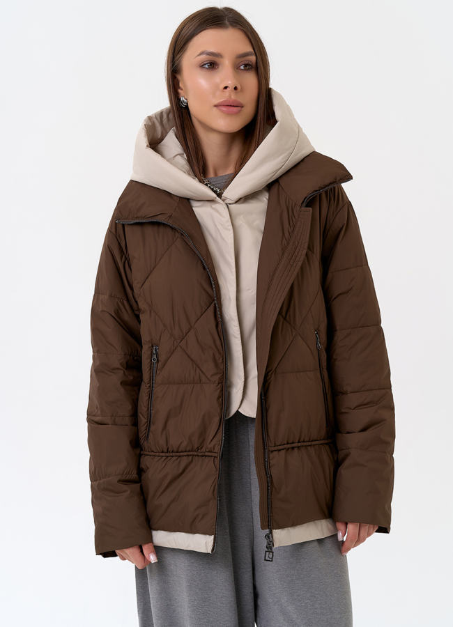 Женская куртка с контрастным капюшоном модель № 31392 в кредит