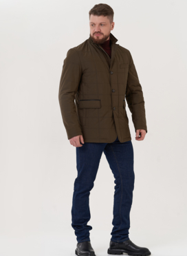 Мужская стеганая куртка цвета хаки