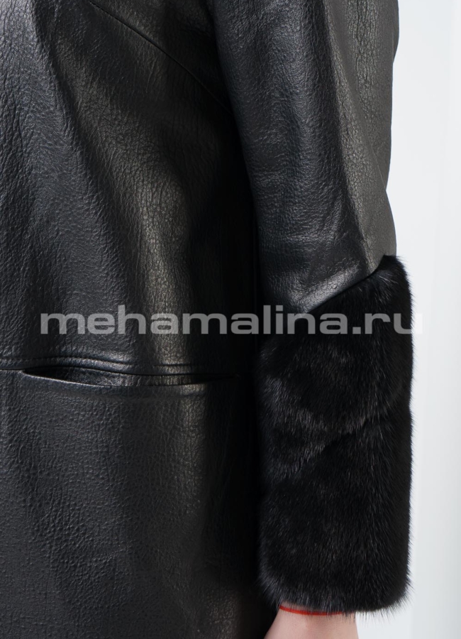 Плащ с отделкой из норки модель № K-434 универмаг малина