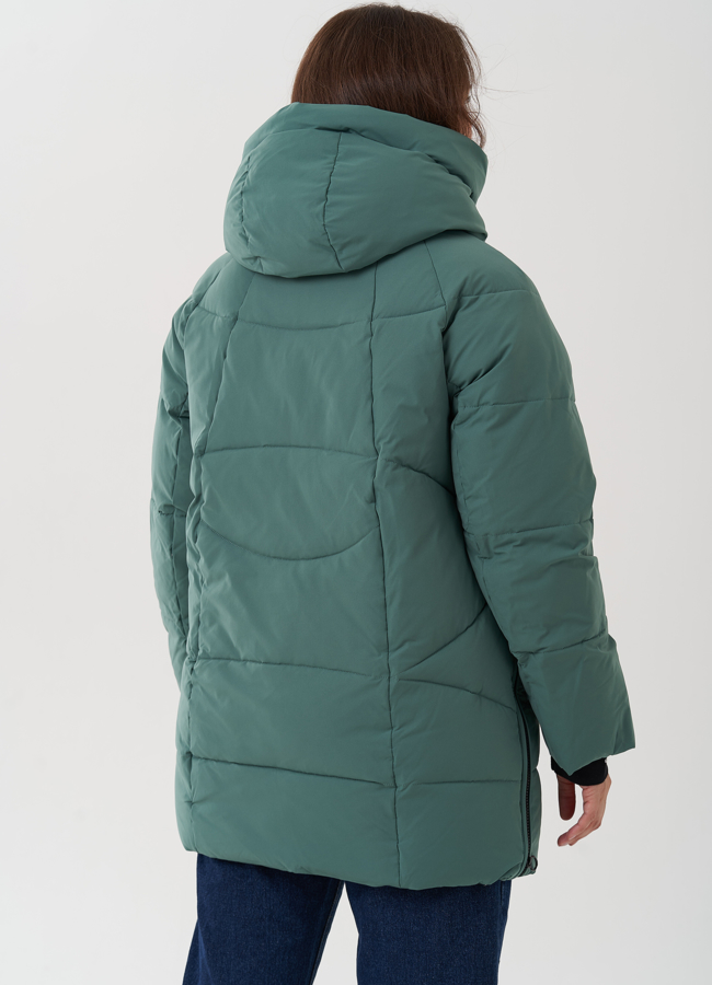 Женский пуховик с капюшоном  модель № 24952 универмаг малина