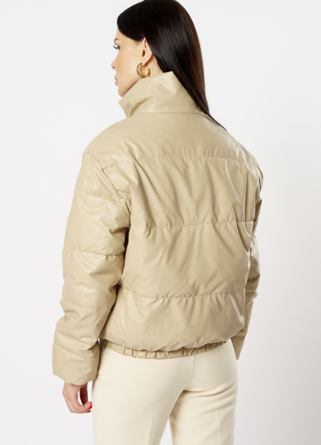 Куртка из эко кожи утепленная бежевого цвета модель № 505 универмаг малина