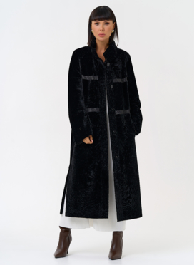 Женская двухсторонняя дубленка черного цвета