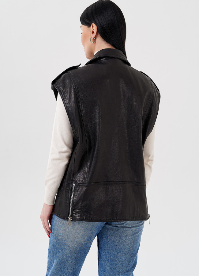 Жилет женский из натуральной кожи  модель № 24100 универмаг малина