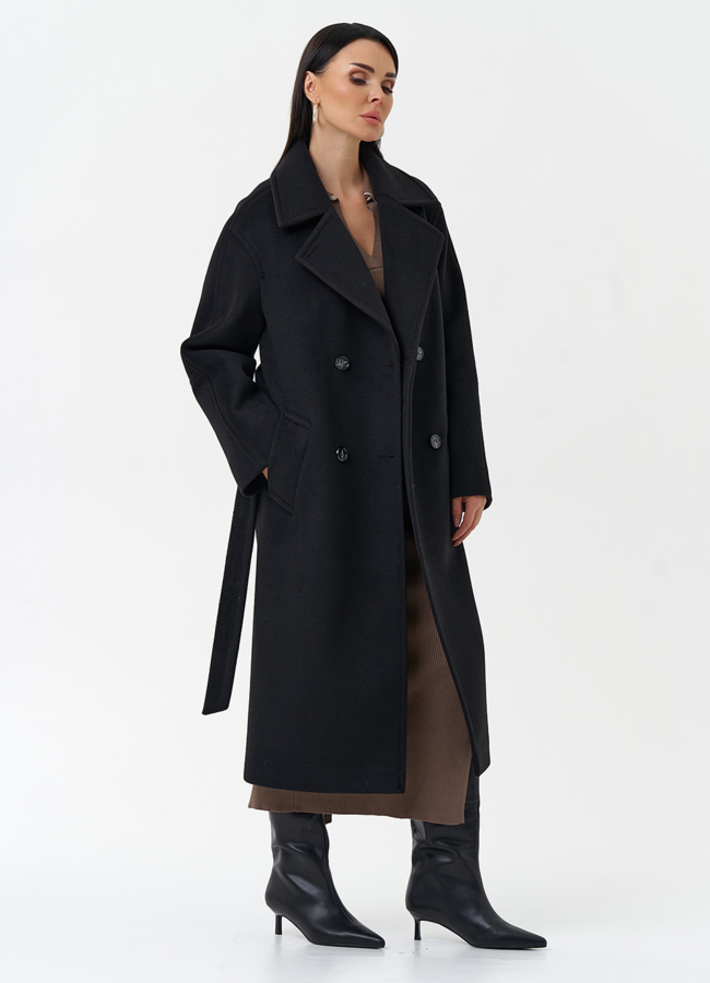 Двубортное женское пальто  с английским воротником модель № 28677 универмаг малина