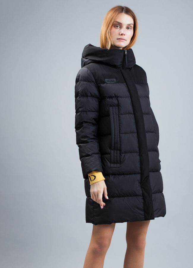 Пуховик женский на биопухе модель № П-333 меха малина