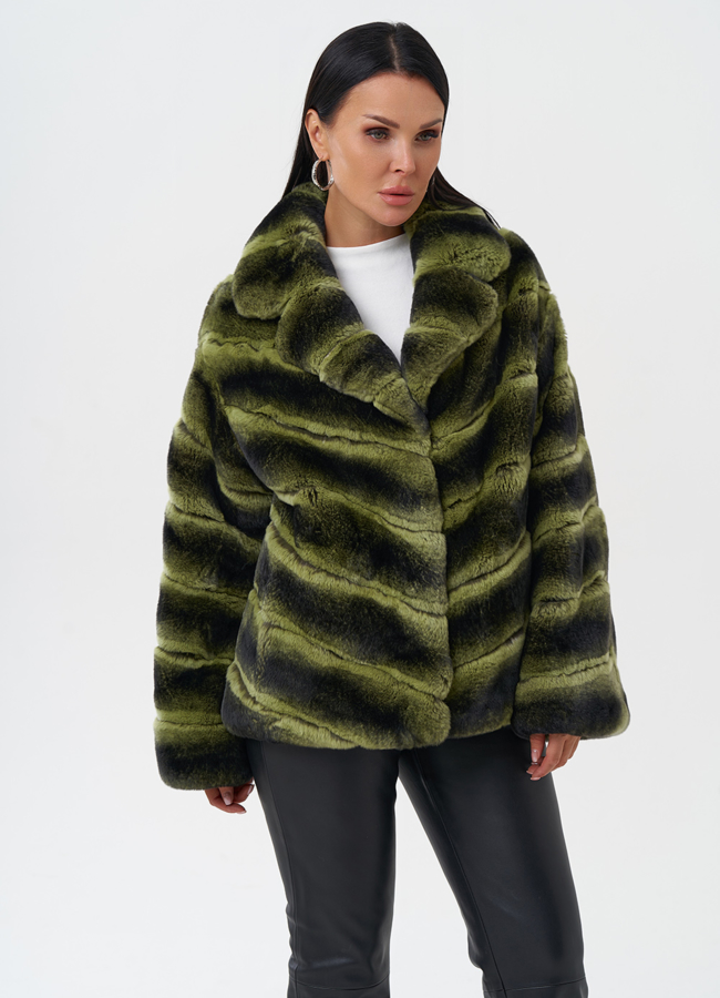 Шуба из меха кролика с английским воротником модель № 0810 универмаг малина