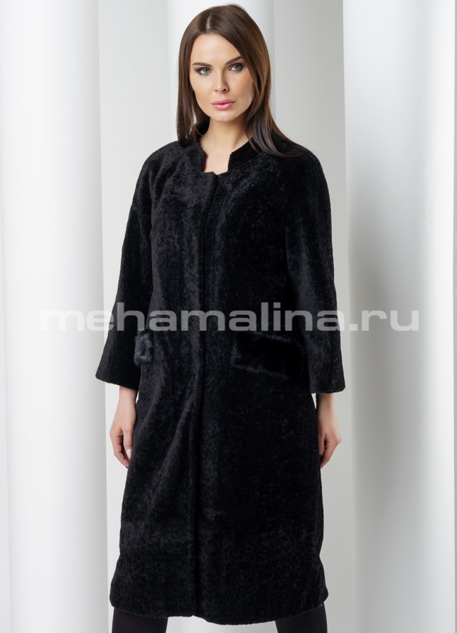 Пальто меховое модель № K-396 меха малина