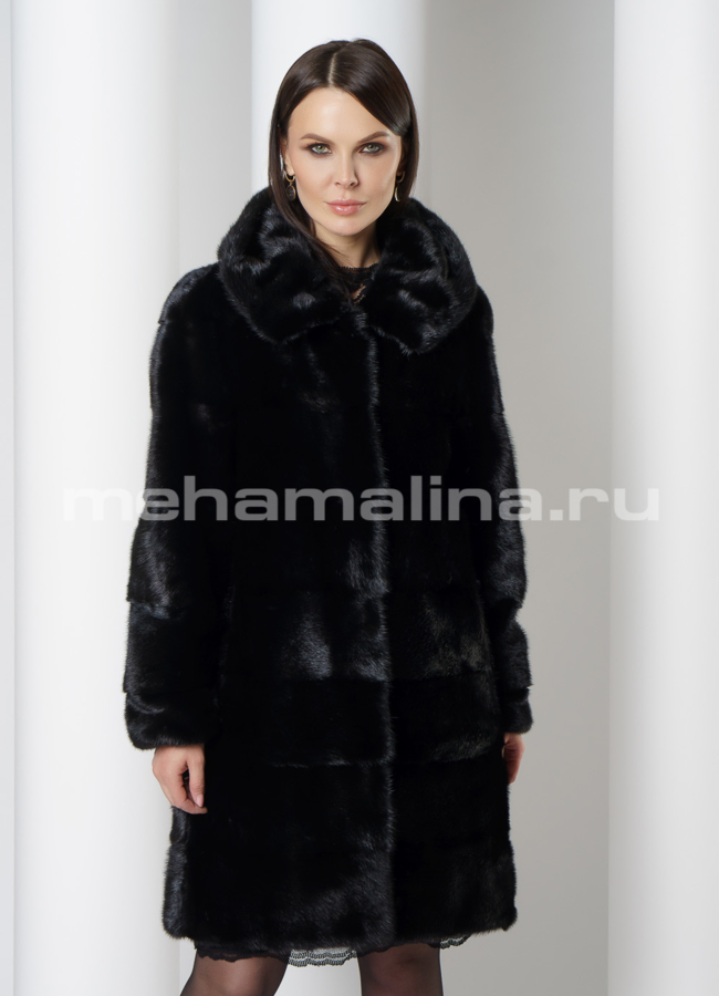 Норковая шуба трансформер в черном цвете модель № 2105 универмаг малина