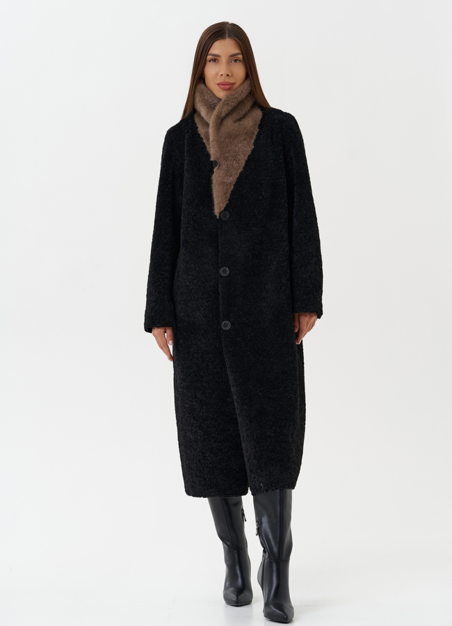 Двухсторонняя дубленка из эко кожи модель № 27781 универмаг малина