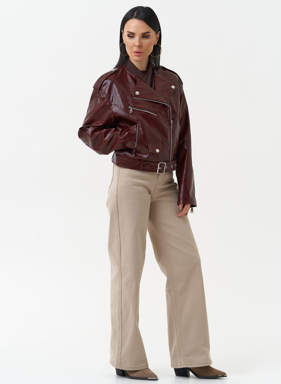 Куртка косуха из эко кожи бордового цвета