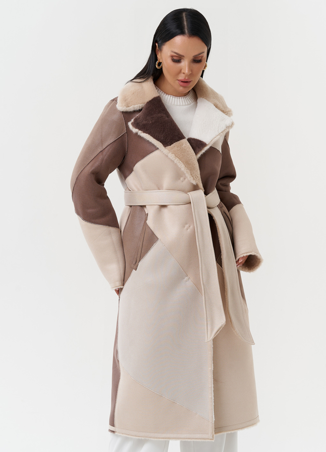 Двухсторонняя дубленка с английским воротником модель № 27775 универмаг малина