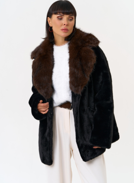Женская шуба из эко меха с английским воротником Женская шуба из эко меха с английским воротником