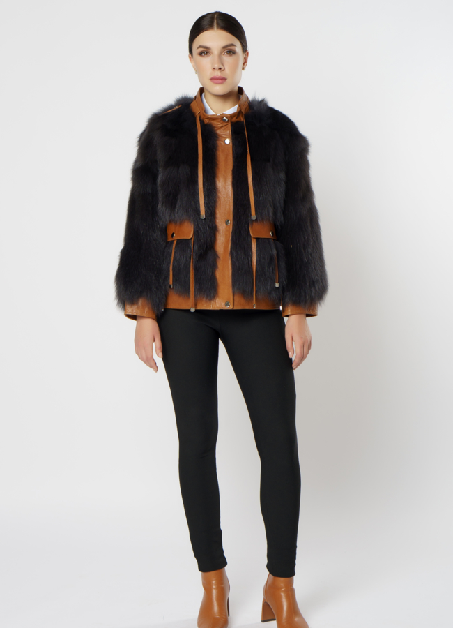 фото Куртка женская с отделкой из песца модель № 20221