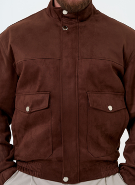 Мужская куртка бомбер из эко замши