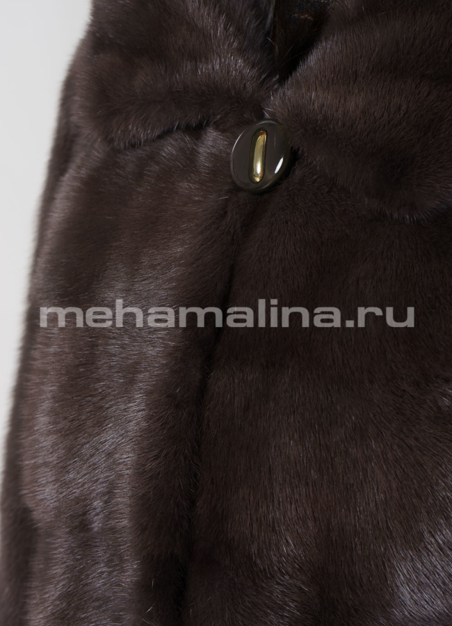 Норковая шуба в поперечном раскладе с капюшоном в цвете капучино модель № S-762 универмаг малина