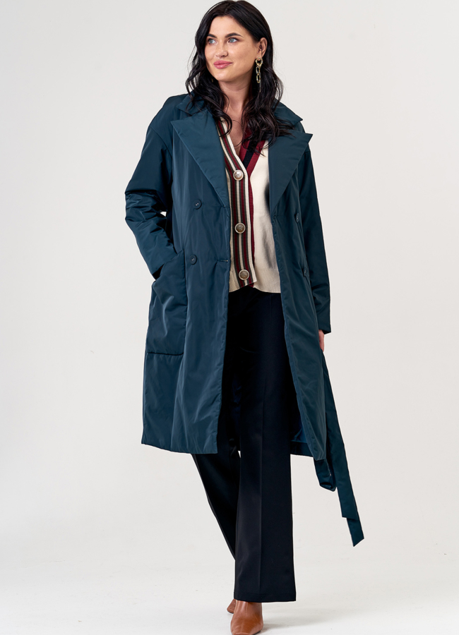 Полупальто двубортное зеленого цвета модель № 21157 универмаг малина