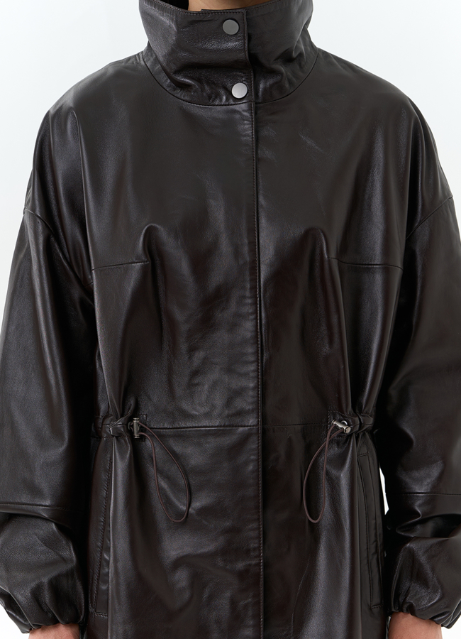 Куртка из натуральной кожи с воротником стойка модель №  универмаг малина