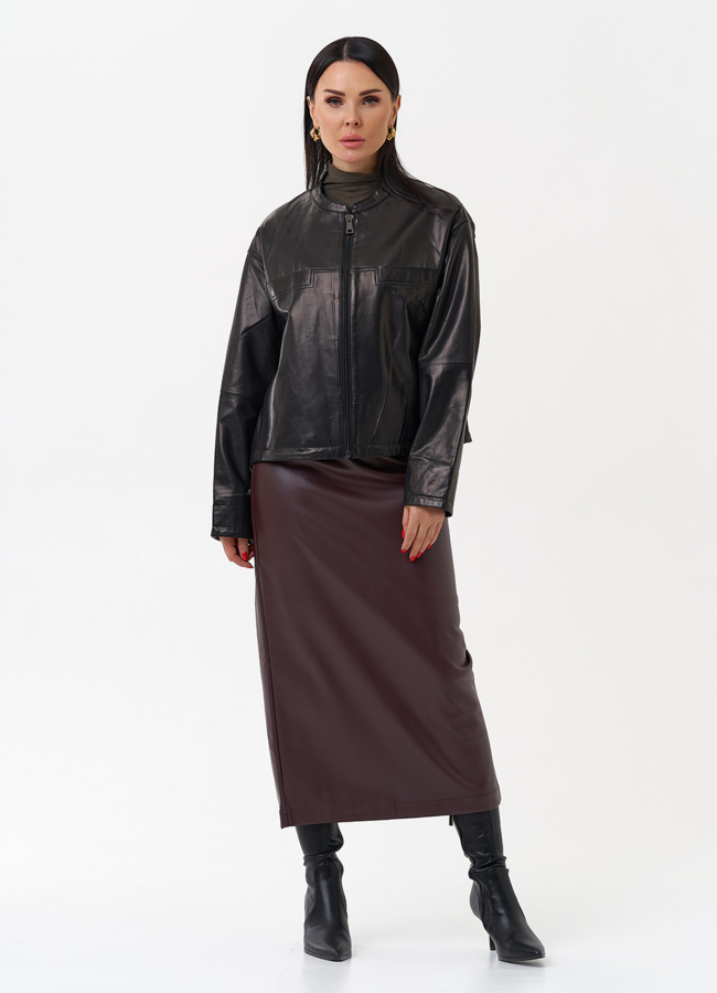 фото Кожаная куртка бомбер модель № 29905