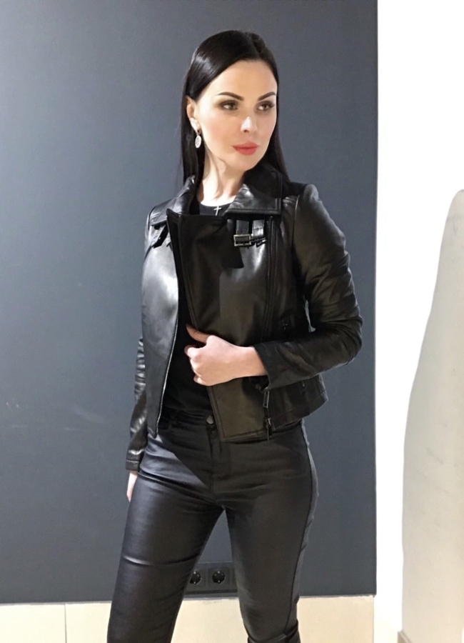 Куртка кожаная черного цвета модель № 87077 в кредит