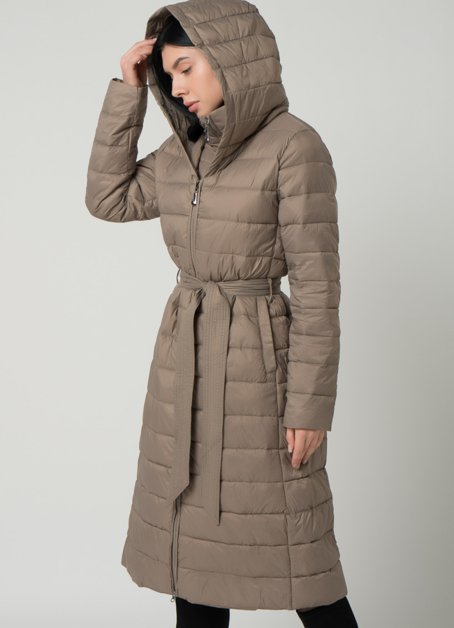 Пальто женское приталенное бежевого цвета модель № 22328 универмаг малина