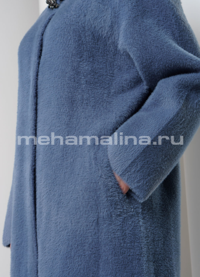 Пальто oversize синего цвета модель № 9855 универмаг малина