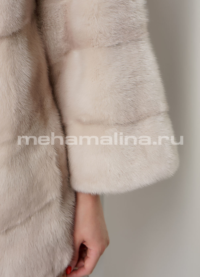 Укороченная норковая шуба в цвете пудра модель № S-740 универмаг малина