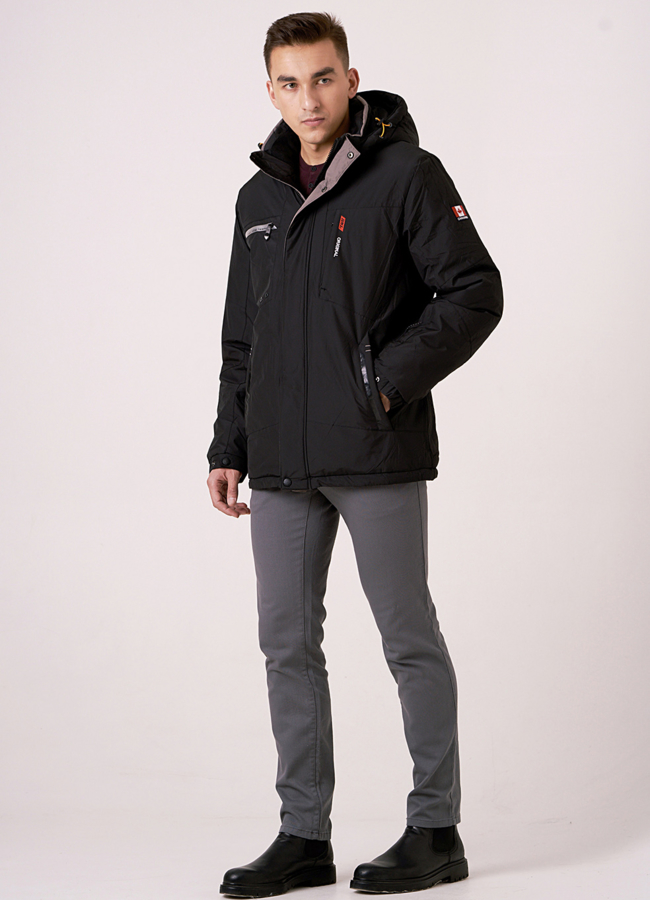 фото Зимний пуховик черного цвета модель № 19-05