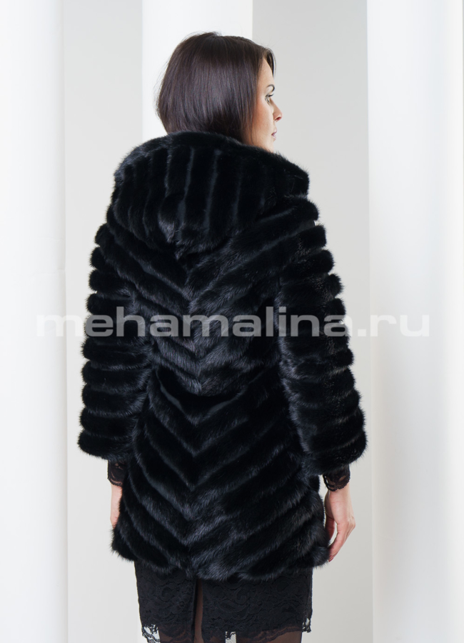Жакет из норки с капюшоном модель № M-75 в рассрочку