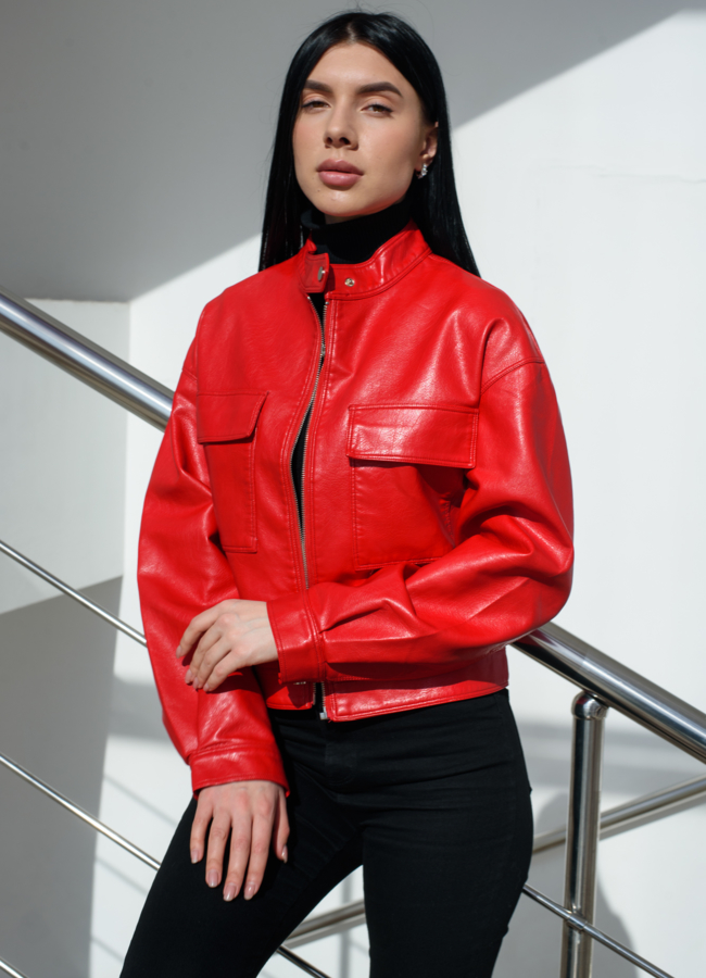 Женская куртка из эко кожи  модель № 20749 универмаг малина